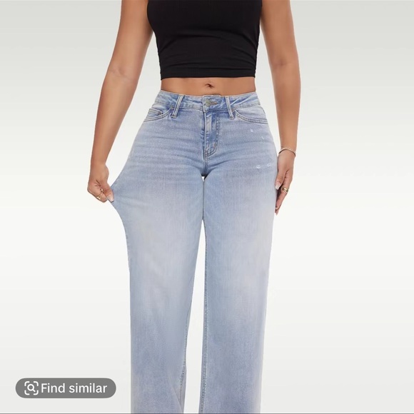 ONESO Women's Wide Leg Light Blue Jeans - Picture 5 of 6